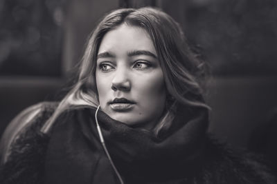 Close-up portrait of beautiful young woman