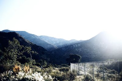 Scenic view of mountains against clear sky