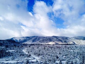 Scenic view of mountains against sky