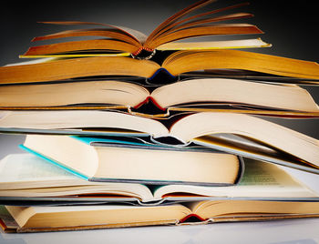 Close-up of books on table