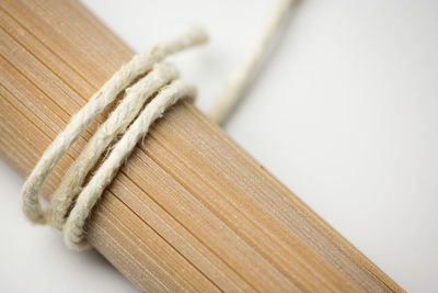 Close up of raw pasta over white background