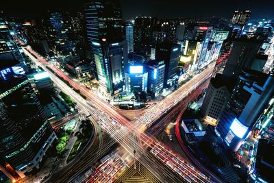 Illuminated city at night