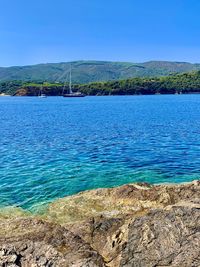 Scenic view of sea against clear sky