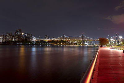 Bridge over river at night