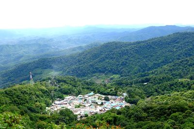 High angle view of townscape against sky