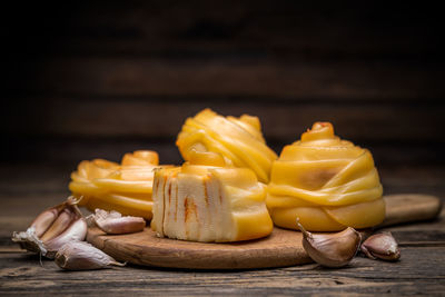 Close-up of food on table