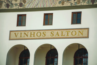 Low angle view of sign on building