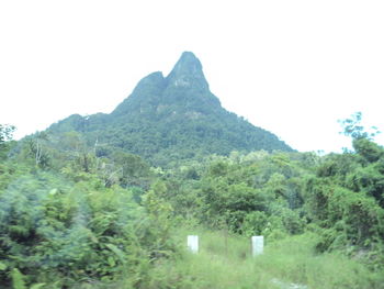 Scenic view of mountains against clear sky