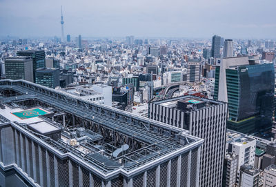 High angle shot of cityscape