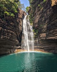 Scenic view of waterfall