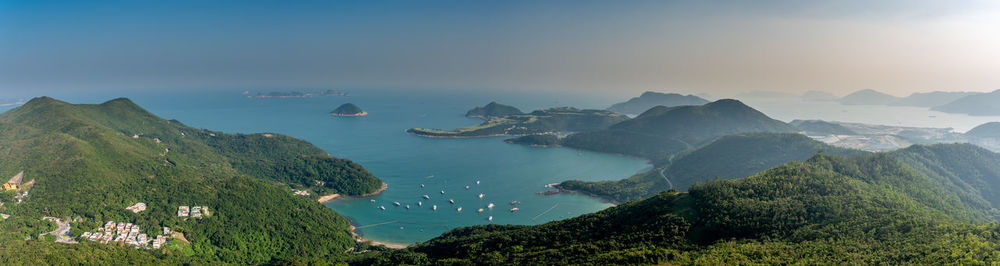 High angle view of mountains against sky