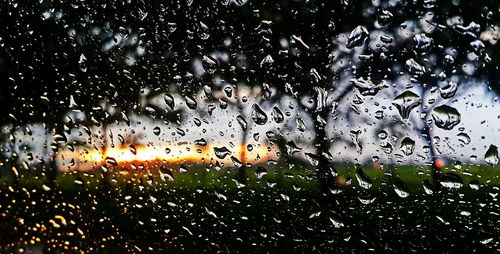 Close-up of water drops on glass