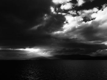 Scenic view of sea against dramatic sky