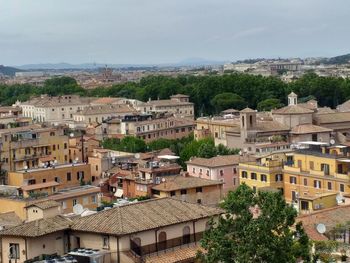 High angle view of townscape against sky