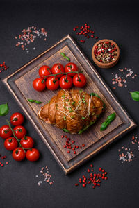 High angle view of food on table