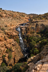Natural rocky terrain ravine waterfall