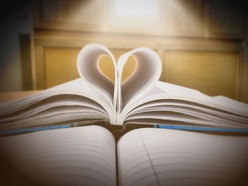 Close-up of heart shape book