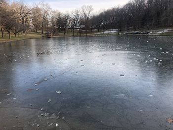 Scenic view of frozen lake during winter