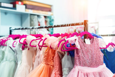 Clothes drying on display at store