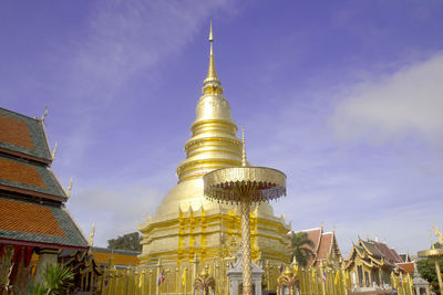 Low angle view of temple building against sky