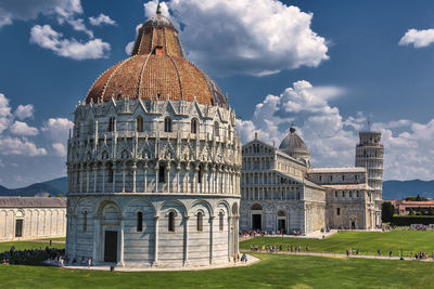 Exterior of temple against sky in city