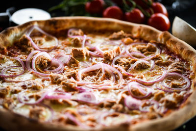 Tasty italian pizza with fresh ingredients