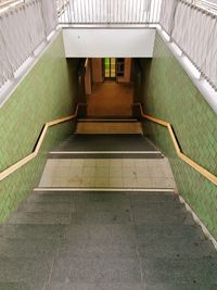 High angle view of staircase in building