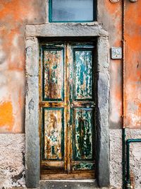 Closed door of old building