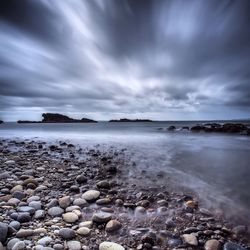 Scenic view of sea against cloudy sky