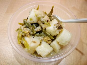 High angle view of food in bowl