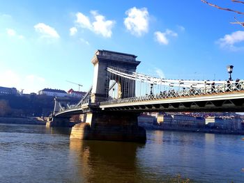 Low angle view of suspension bridge