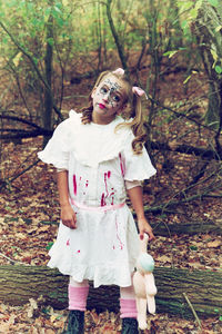 Girl in spooky costume during halloween