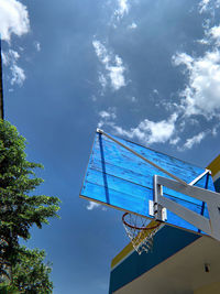 Low angle view of basketball hoop against sky