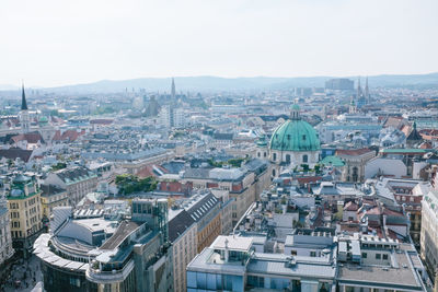 High angle view of buildings in city