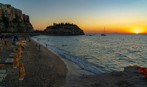 Sunset time in tropea coastline and island, great view