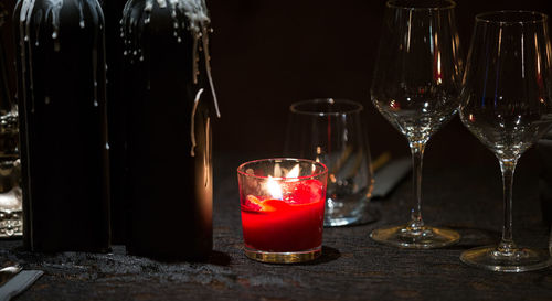 Close-up of wineglass on table