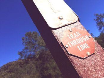 Close-up of information sign