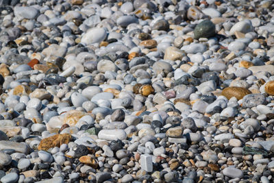 Full frame shot of pebbles on beach