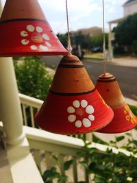 Close-up of lanterns hanging on tree