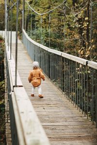 View of stuffed toy on footbridge