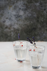 Close-up of drink in glass on table