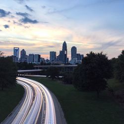 Road with buildings in background