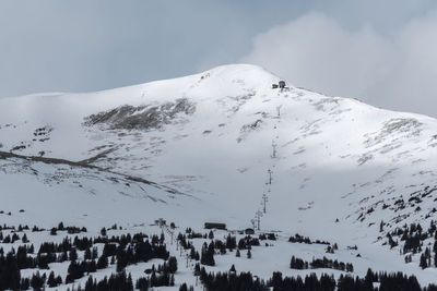 Scenic view of snow covered mountain against sky