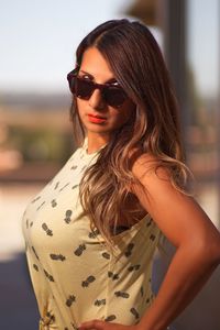Portrait of woman wearing sunglasses
