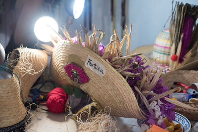 Close-up of carnival decorations