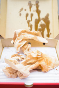 Close-up of burger on table