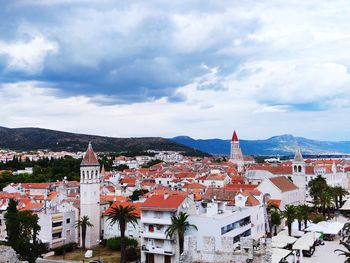 High angle view of townscape against sky