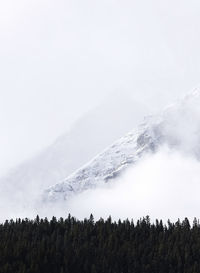 Scenic view of snowcapped mountains against clear sky