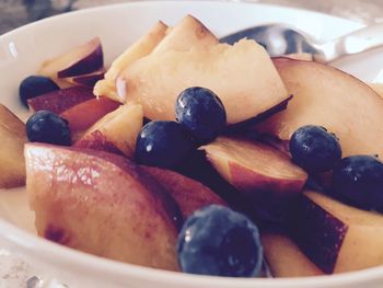 Close-up of fruits in plate