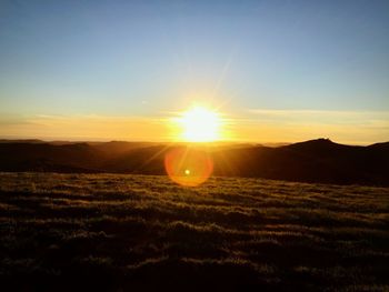 Scenic view of field against sky during sunset